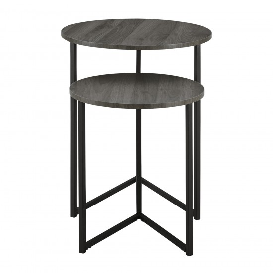 Victoria 2-Piece V Leg Nesting Side Tables - Slate Grey/Black