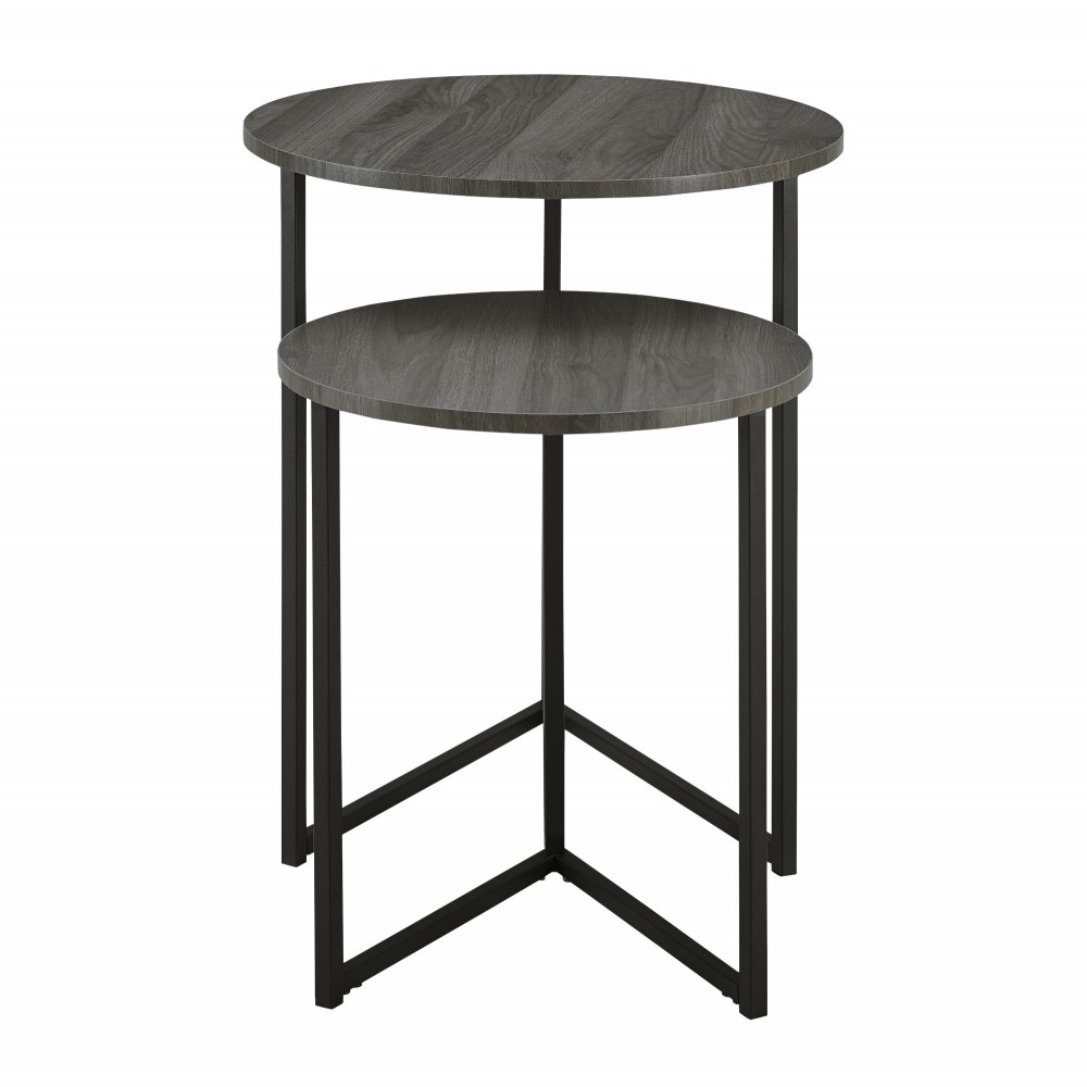 Victoria 2-Piece V Leg Nesting Side Tables - Slate Grey/Black Victoria 2-Piece V Leg Nesting Side Tables - Slate Grey/Black