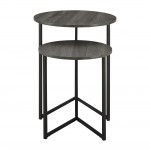 Victoria 2-Piece V Leg Nesting Side Tables - Slate Grey/Black