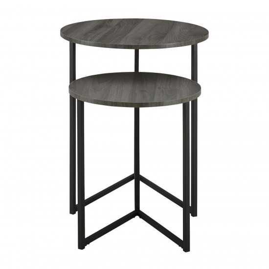 Victoria 2-Piece V Leg Nesting Side Tables - Slate Grey/Black