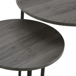 Victoria 2-Piece V Leg Nesting Side Tables - Slate Grey/Black
