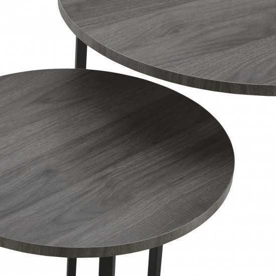 Victoria 2-Piece V Leg Nesting Side Tables - Slate Grey/Black