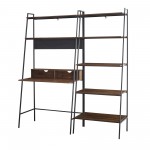 2 piece Metal & Wood Ladder Desk and Shelf - Dark Walnut