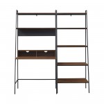 2 piece Metal & Wood Ladder Desk and Shelf - Dark Walnut