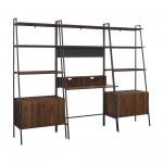 3 Piece Metal & Wood Ladder Desk and Storage Shelves - Dark Walnut