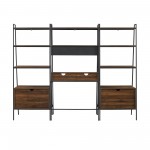 3 Piece Metal & Wood Ladder Desk and Storage Shelves - Dark Walnut