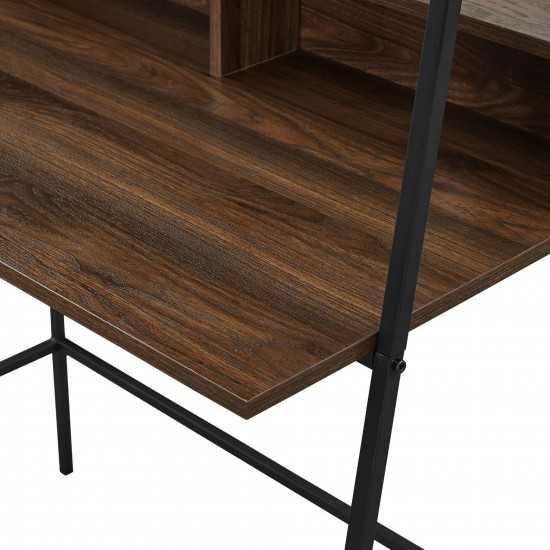 Arlo 3-Piece Metal and Wood Ladder Desk and Shelf Set - Dark Walnut