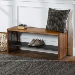 Alpine 42" Rustic Two-Tone Solid Wood Entry Bench - Amber