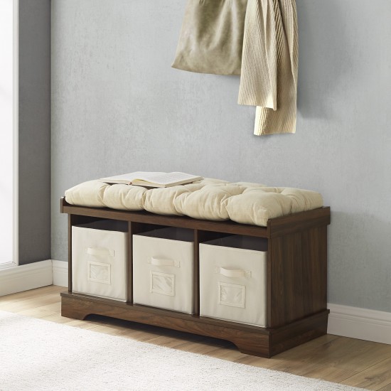 Essential 42" Modern Farmhouse Entryway Storage Bench - Dark Walnut