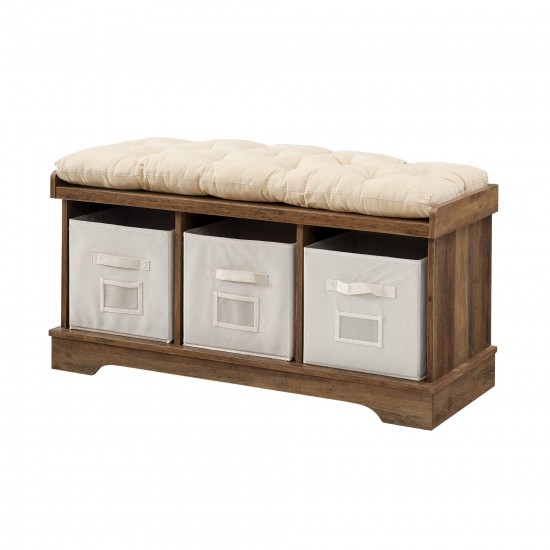 Essential 42" Modern Farmhouse Entryway Storage Bench - Rustic Oak