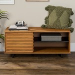 Cory 44" Solid Wood Slat Door Storage Bench - Caramel