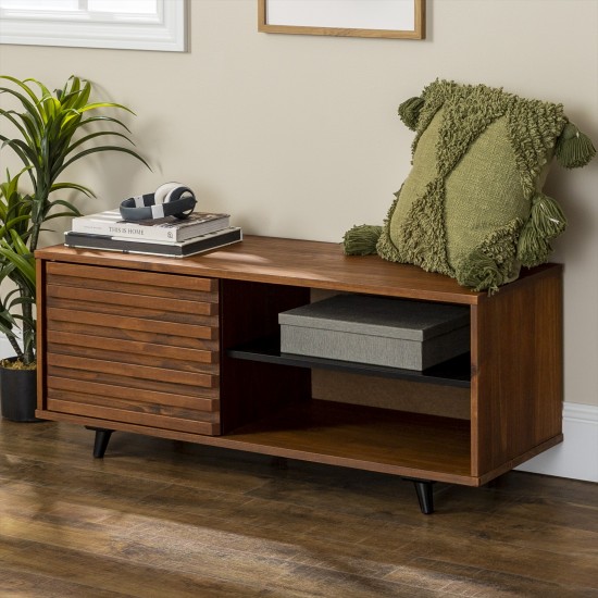 Cory 44" Solid Wood Slat Door Storage Bench - Walnut