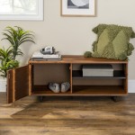 Cory 44" Solid Wood Slat Door Storage Bench - Walnut