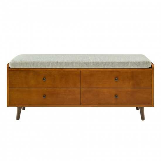 46" Mid Century Storage Bench with Cushion - Acorn/Tan