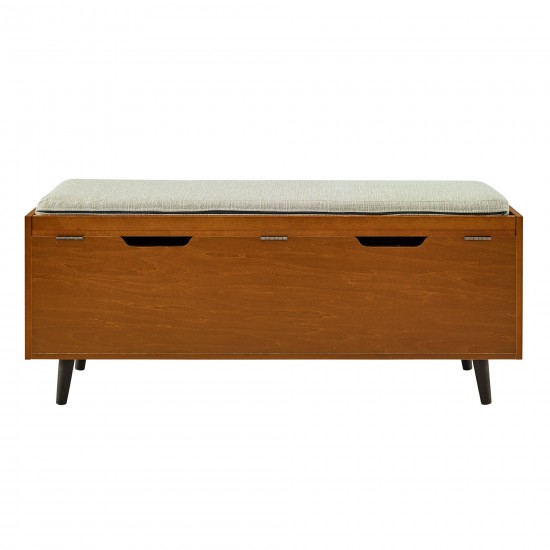 46" Mid Century Storage Bench with Cushion - Acorn/Tan