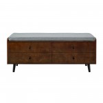 46" Mid Century Storage Bench with Cushion - Dark Walnut/Grey