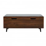 46" Mid Century Storage Bench with Cushion - Dark Walnut/Grey