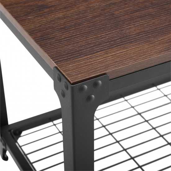 48" Industrial Angle Iron Entry Bench with Shelf - Dark Walnut