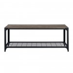 48" Industrial Angle Iron Entry Bench with Shelf - Grey Wash