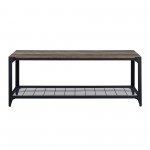 48" Industrial Angle Iron Entry Bench with Shelf - Grey Wash