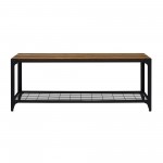 48" Industrial Angle Iron Entry Bench with Shelf - Rustic Oak