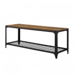 48" Industrial Angle Iron Entry Bench with Shelf - Rustic Oak