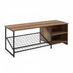 Clayton 48" Industrial Entry Bench with Shoe Storage - Rustic Oak