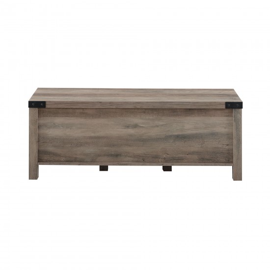 48" Farmhouse Metal X Entry Bench with Storage - Grey Wash