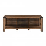 48" Farmhouse Metal X Entry Bench with Storage - Rustic Oak