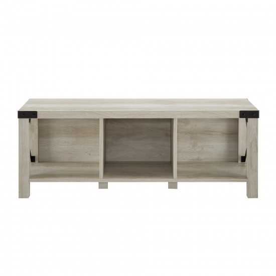 48" Farmhouse Metal X Entry Bench with Storage - White Oak