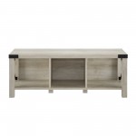 48" Farmhouse Metal X Entry Bench with Storage - White Oak