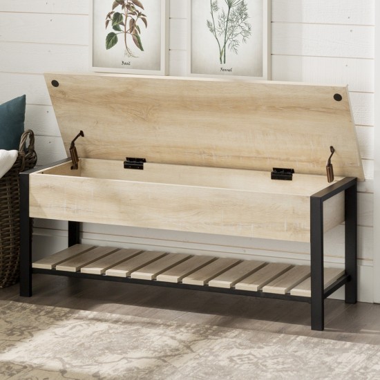 Park City 48" Modern Farmhouse Storage Bench - White Oak