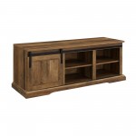 48" Sliding Grooved Door Entry Bench with Storage - Rustic Oak