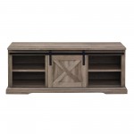 48" Sliding Barn Door Entry Bench with Storage - Grey Wash