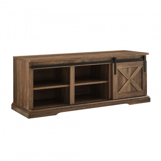 48" Sliding Barn Door Entry Bench with Storage - Rustic Oak