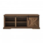 48" Sliding Barn Door Entry Bench with Storage - Rustic Oak