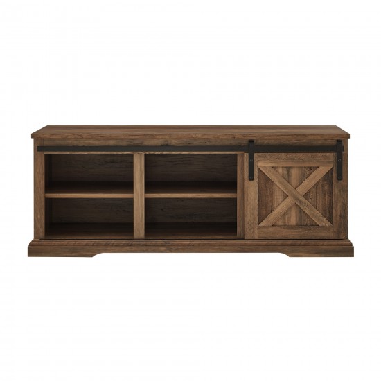 48" Sliding Barn Door Entry Bench with Storage - Rustic Oak