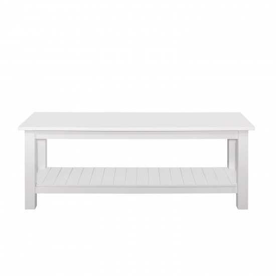 50'' Farmhouse Entryway Bench with Grooved Shelf - White