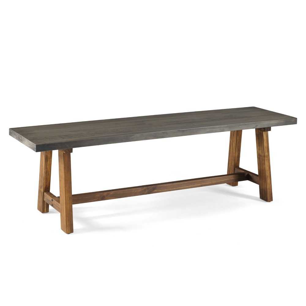 Brennan 60" Solid Wood Dining Bench - Grey/Brown