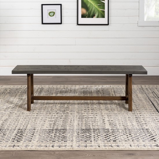 Brennan 60" Solid Wood Dining Bench - Grey/Brown