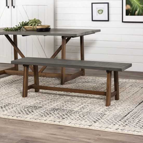 Brennan 60" Solid Wood Dining Bench - Grey/Brown