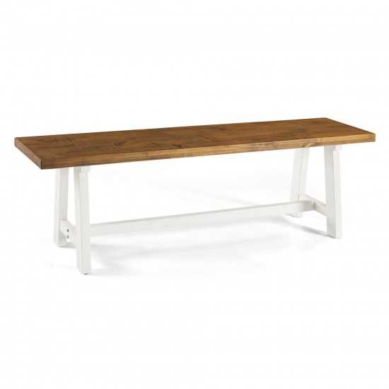 Brennan 60" Solid Wood Dining Bench - Rustic Oak/White Wash