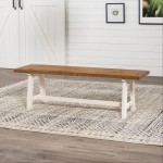 Brennan 60" Solid Wood Dining Bench - Rustic Oak/White Wash