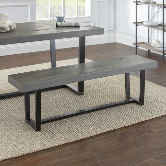 60" Solid Wood Dining Bench - Grey