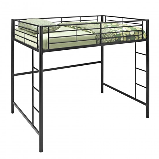 Premium Metal Full Size Loft Bed - Black