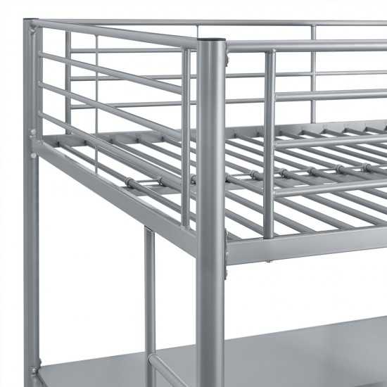 Premium Metal Full Size Loft Bed - Silver