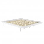 King Solid Wood Spindle Platform Bed - White