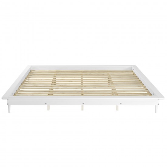 King Solid Wood Spindle Platform Bed - White