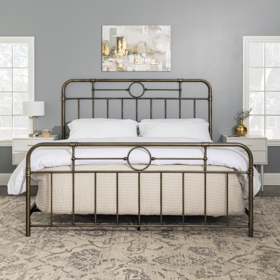 Antiqua Metal Pipe King Bed - Bronze