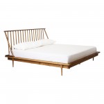 King Mid Century Modern Solid Wood Spindle Platform Bed - Caramel